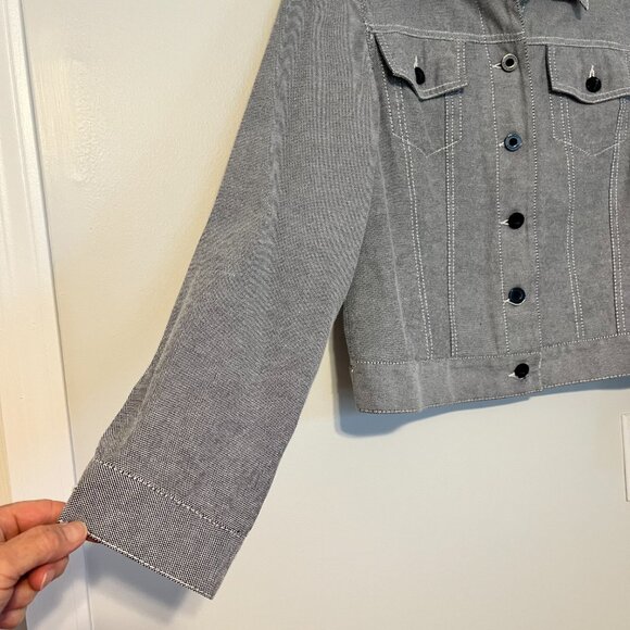 Tommy Hilfiger Navy/white weave denim style jacket.  Women's 12 - Picture 3 of 10